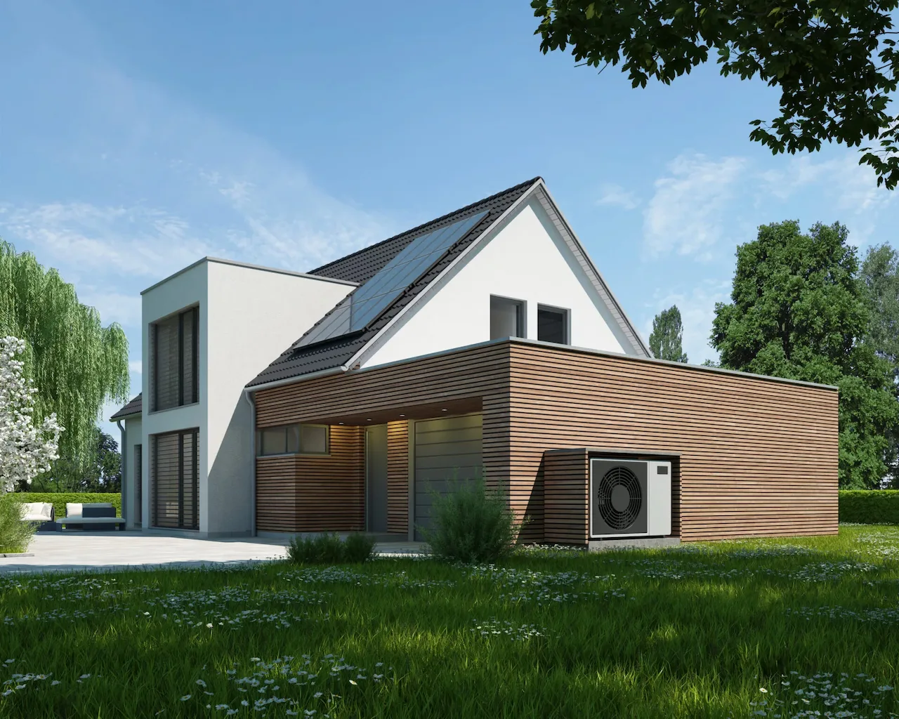 wärmepumpe installation an einem einfamilienhaus in grunewald